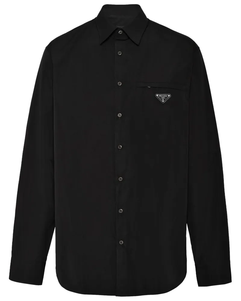 Prada Hemd mit emailliertem Logo - Schwarz Schwarz