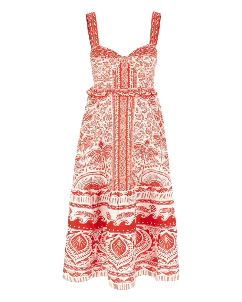 FARM Rio Midikleid mit The Red River Ride-Print - Rot Rot