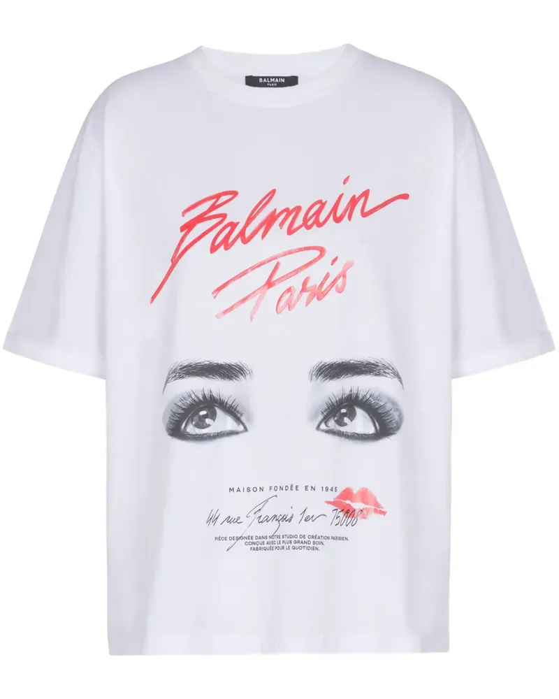 Balmain T-Shirt mit Augen-Print - Weiß Weiß