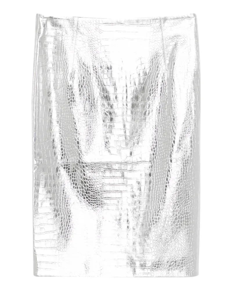 Des Phemmes Rock mit Kroko-Effekt im Metallic-Look - Silber Silber