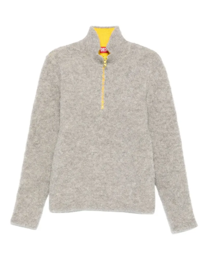 Diesel K-Eller Pullover mit Stehkragen - Grau Grau