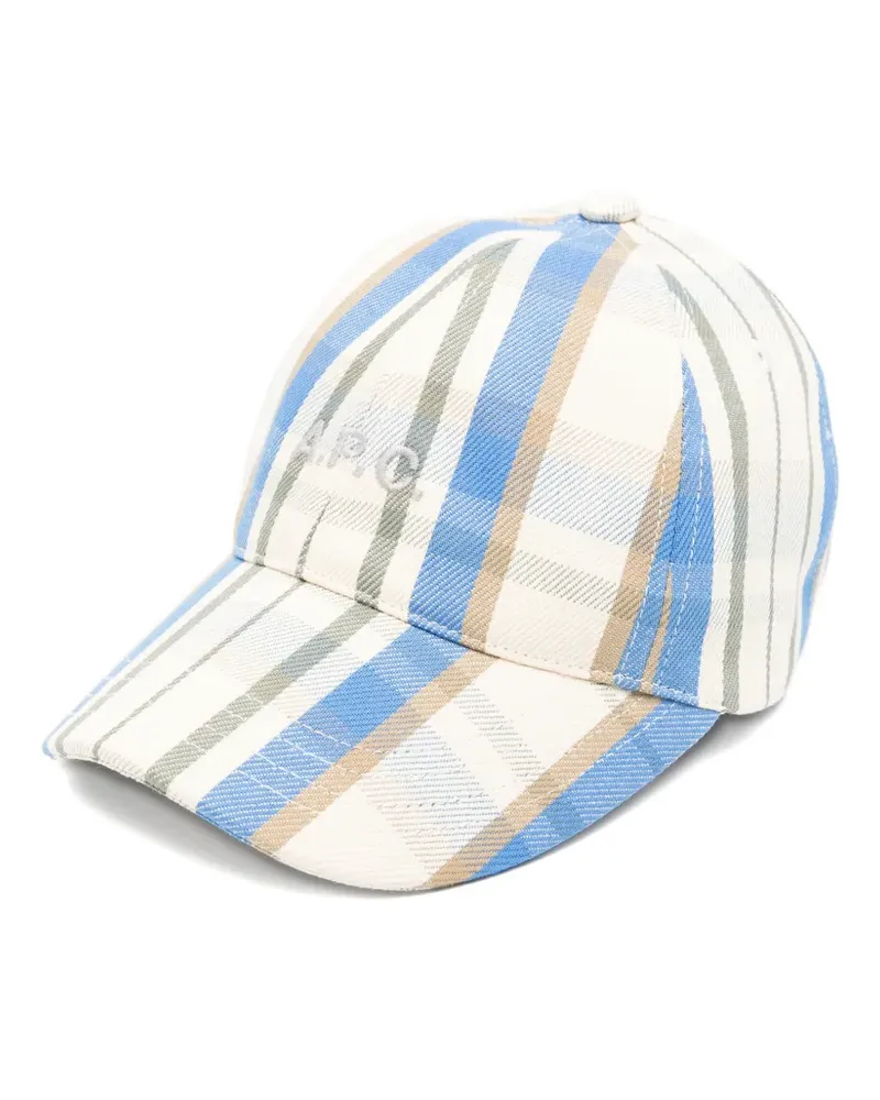 A.P.C. check-pattern logo-embroidered baseball cap - Nude Nude