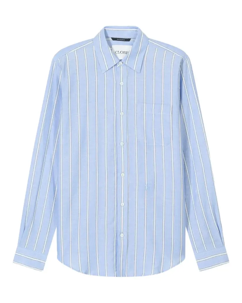 Closed striped cotton shirt - Blau Blau