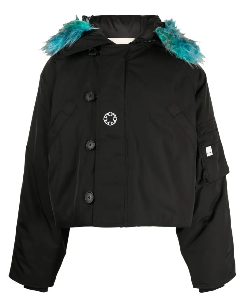 1017 ALYX 9SM Gefütterte Kapuzenjacke mit Print - Schwarz Schwarz