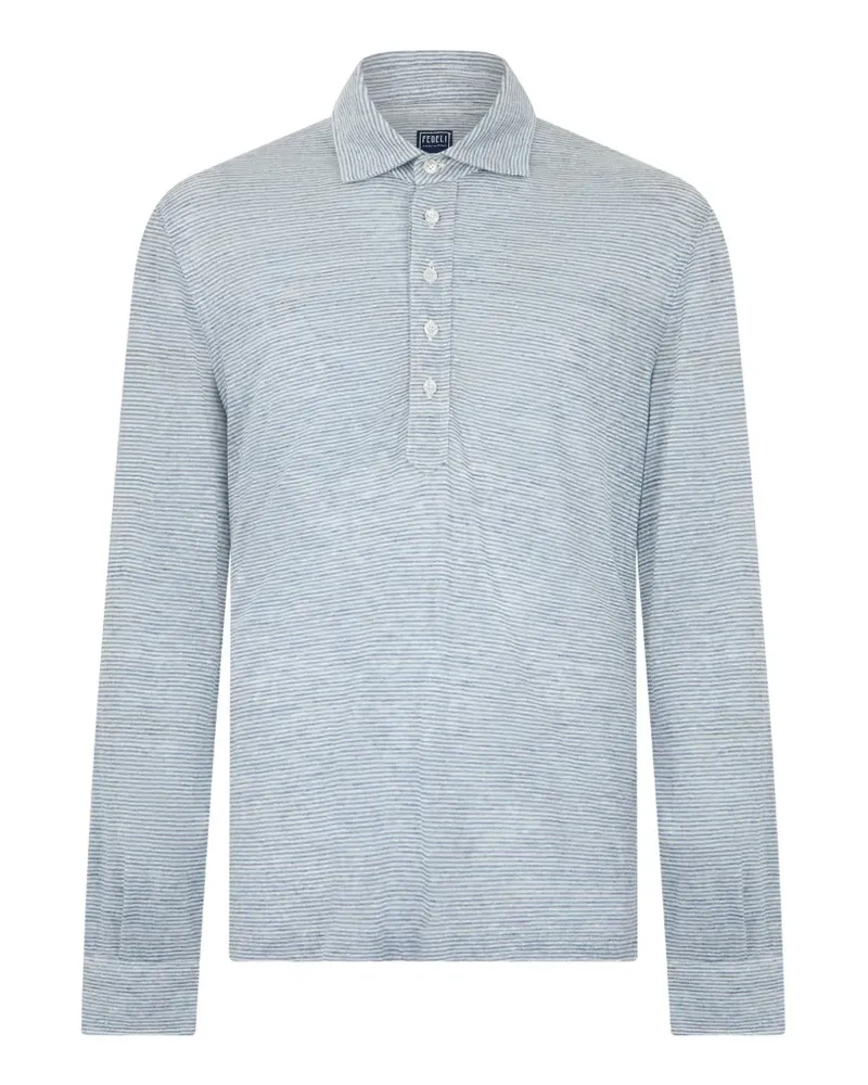 Fedeli striped long-sleeve polo shirt - Blau Blau