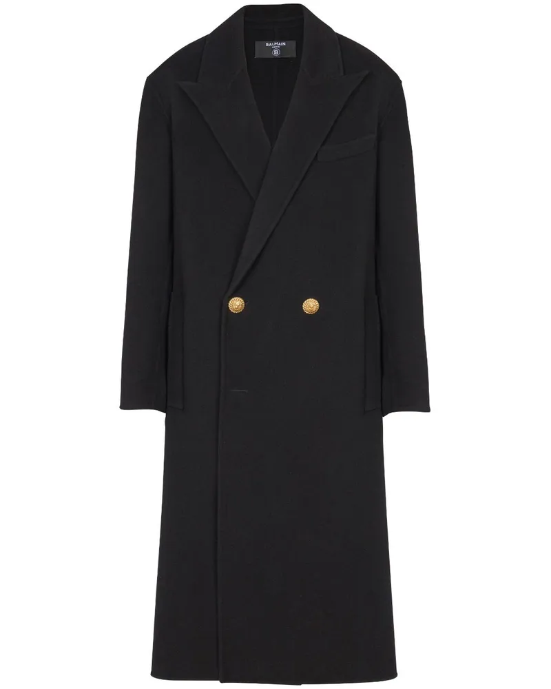 Balmain Doppelreihiger Mantel - Schwarz Schwarz