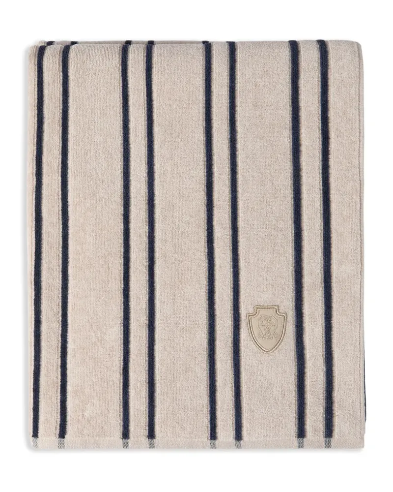 Brunello Cucinelli Gestreiftes Badetuch mit Logo - Nude Nude