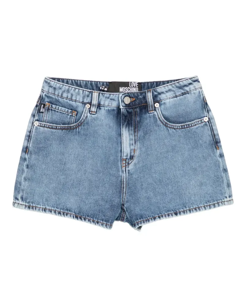 Moschino heart-patch denim shorts - Blau Blau