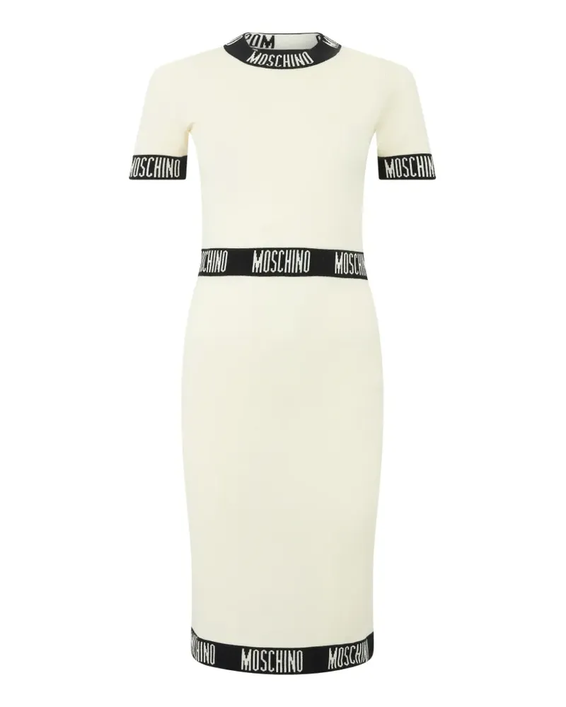 Moschino logo-trim virgin wool midi dress - Nude Nude