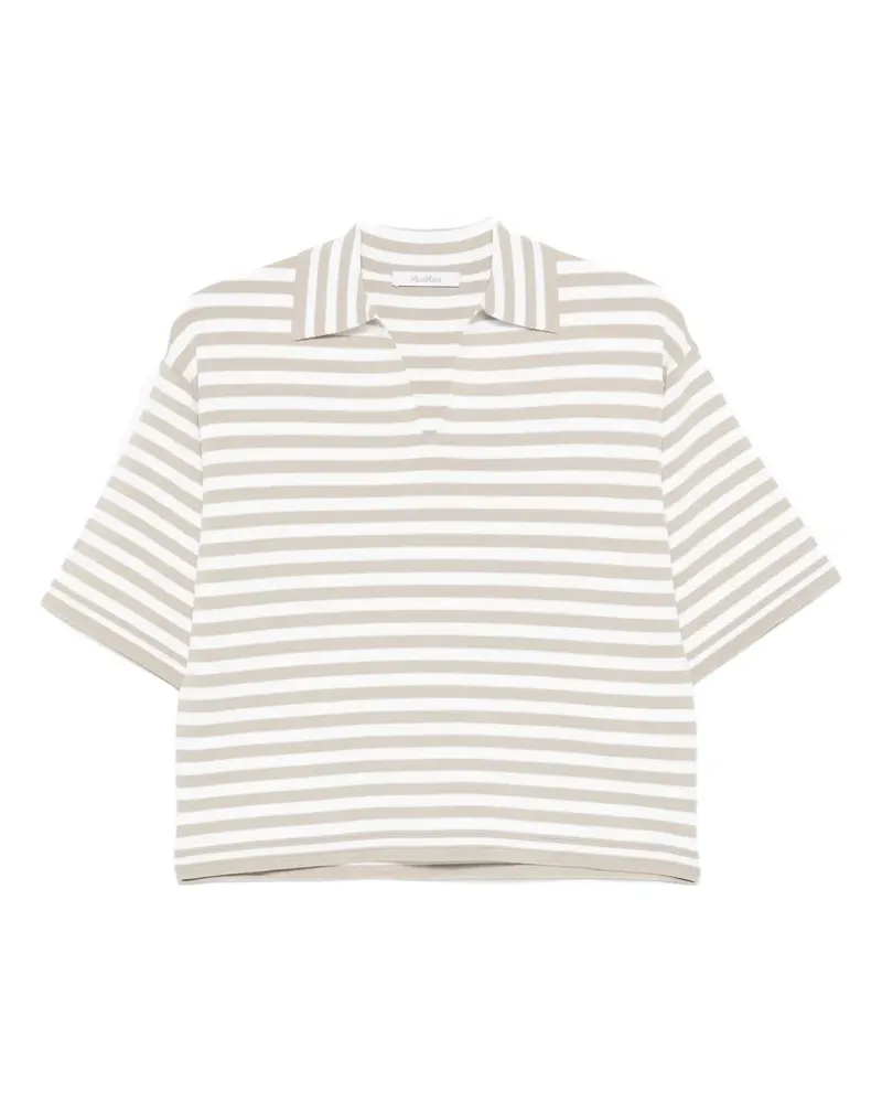 Max Mara Gestreiftes T-Shirt mit V-Ausschnitt - Nude Nude
