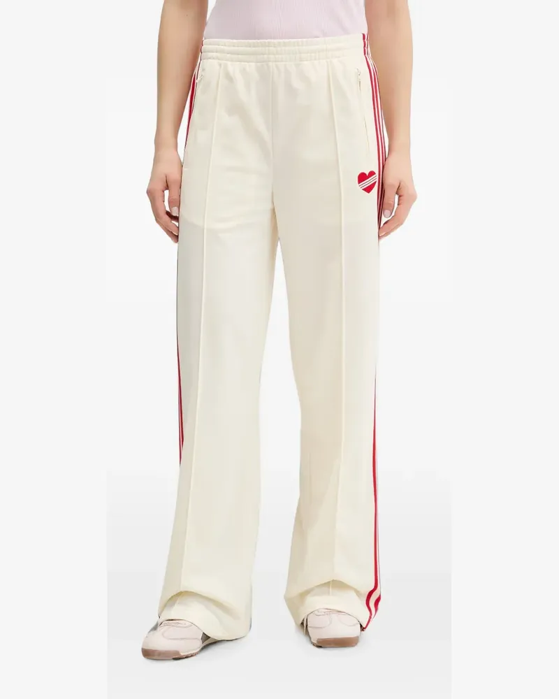 adidas Firebird heart-embroidered side-stripe track pants - Nude Nude
