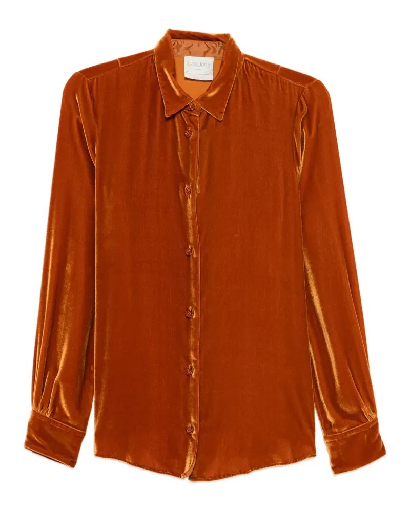 forte_forte Geknöpfte Bluse aus Samt - Orange Orange