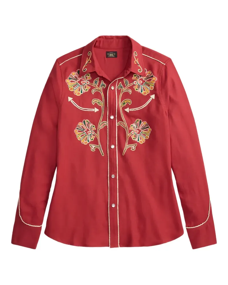 Ralph Lauren Hemd mit Blumenstickerei - Rot Rot
