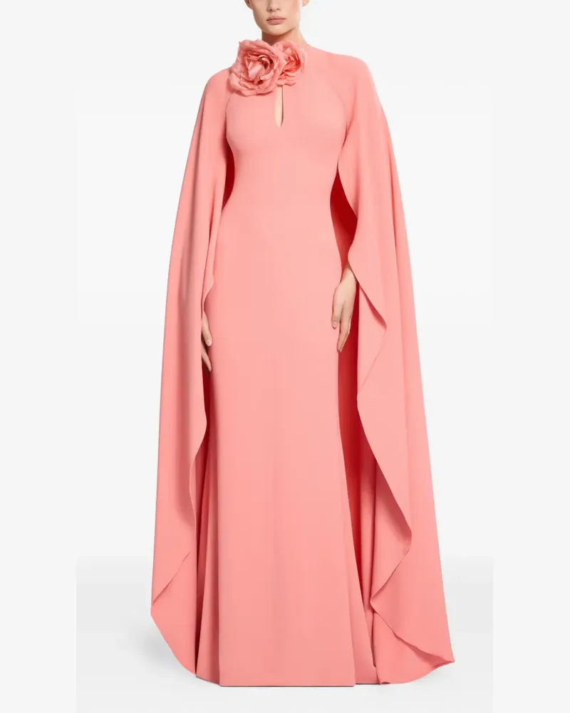 Elie Saab floral appliqué cape dress - Rosa Rosa