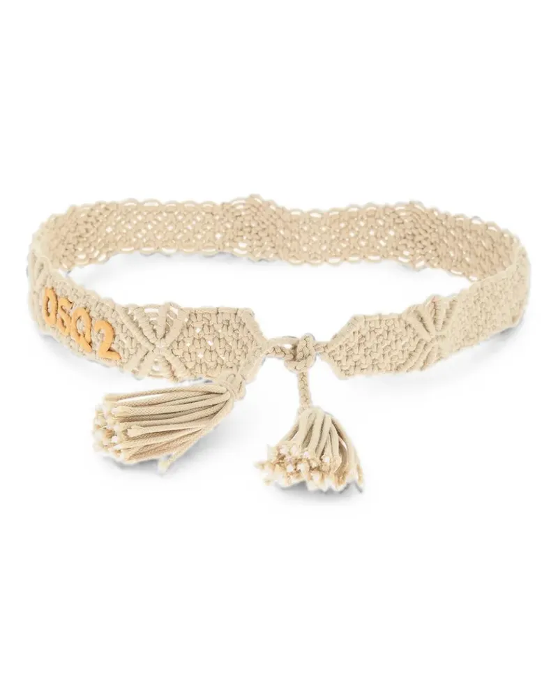 Dsquared2 logo-detail tassel belt - Nude Nude