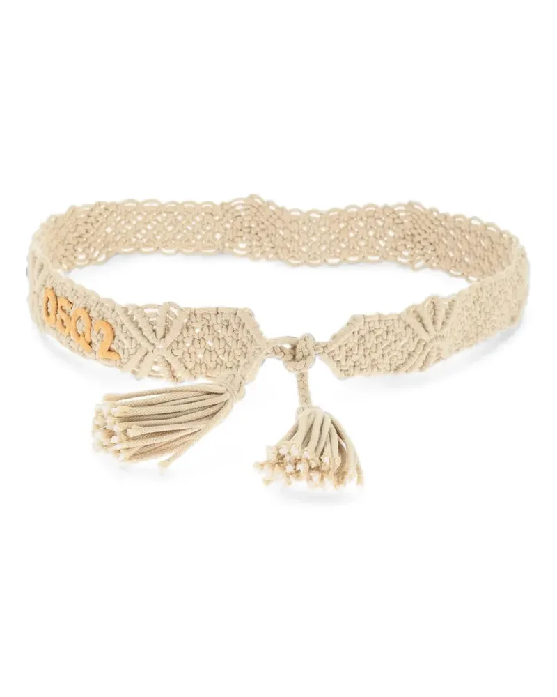 Dsquared2 logo-detail tassel belt - Nude Nude