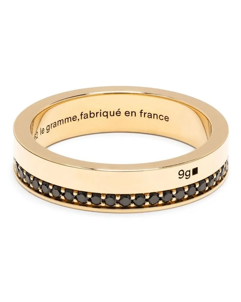 Le Gramme 18kt Gelbgoldring mit schwarzen Diamanten Gold