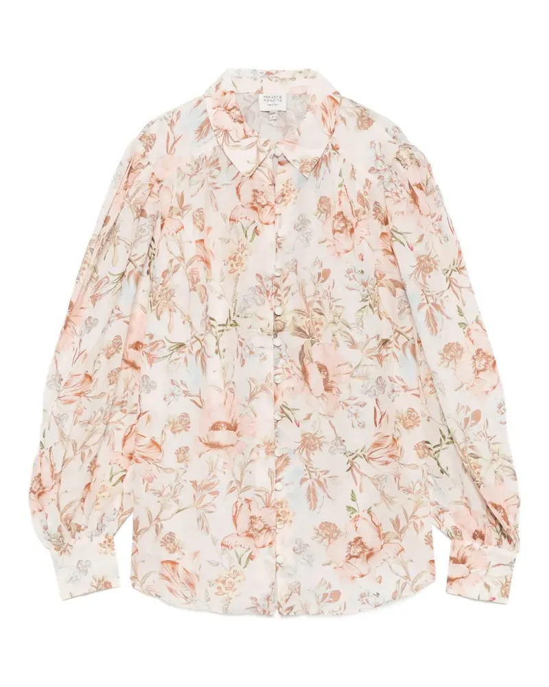 Hemant & Nandita Ezra floral-print puff-sleeve shirt - Rosa Rosa