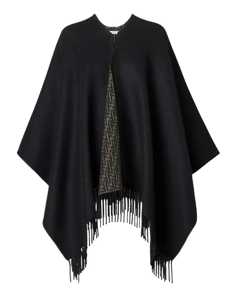 Fendi Poncho mit FF-Fransen - Schwarz Schwarz