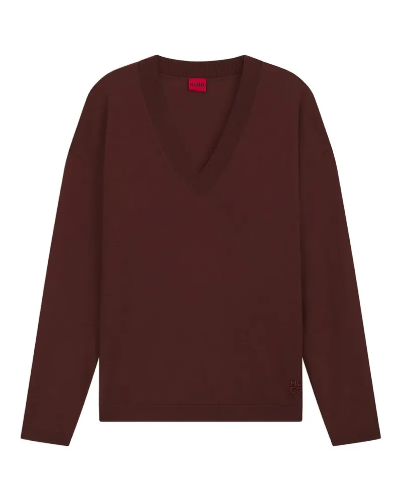 HUGO BOSS Pullover mit V-Ausschnitt aus Wollgemisch mit Kaschmir - Braun Braun