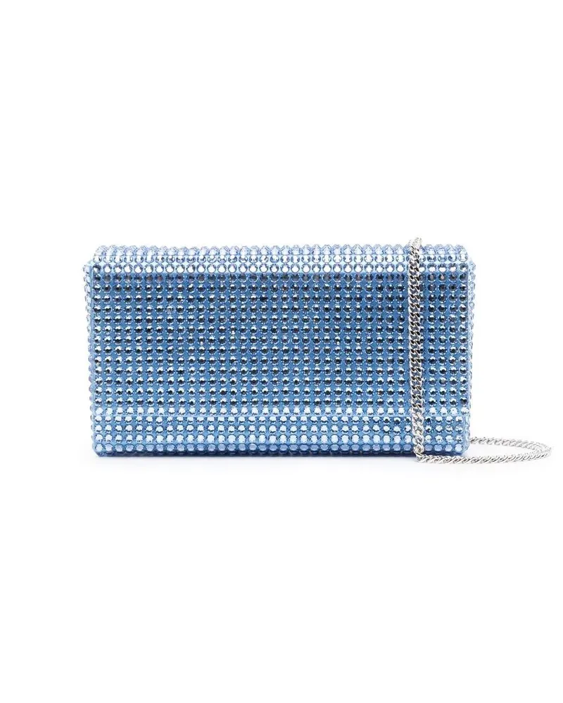 Amina Muaddi Superamina Paloma Clutch mit Kristallen - Blau Blau