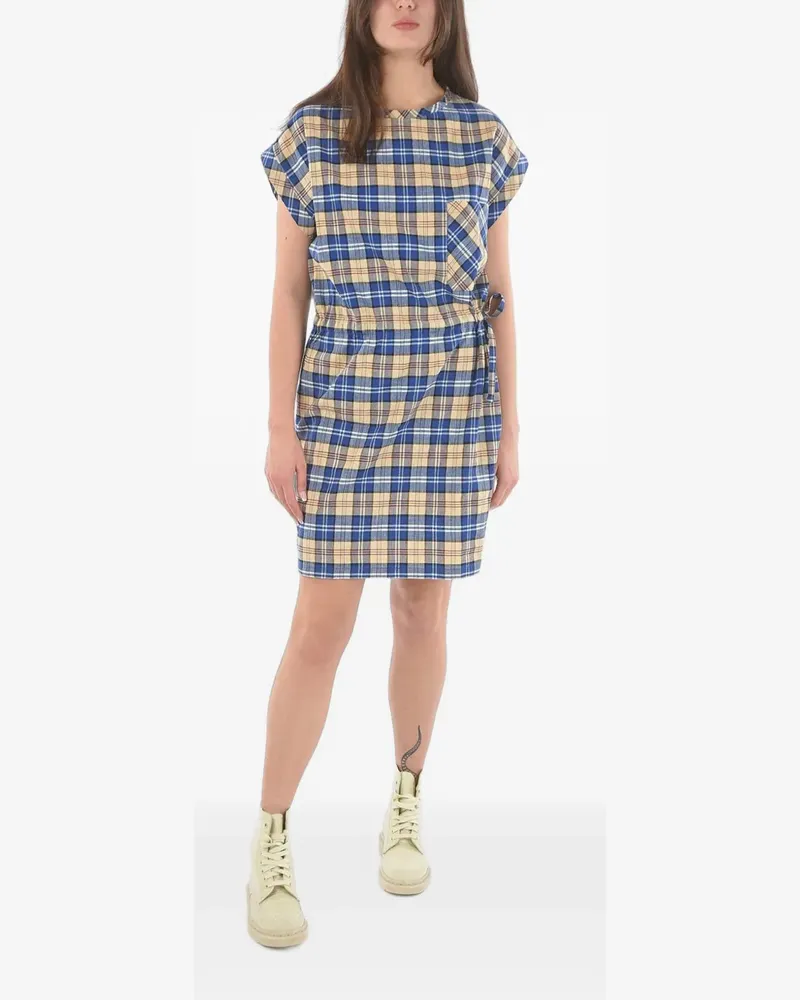 Woolrich tartan-check elasticated-waist mini dress - Blau Blau