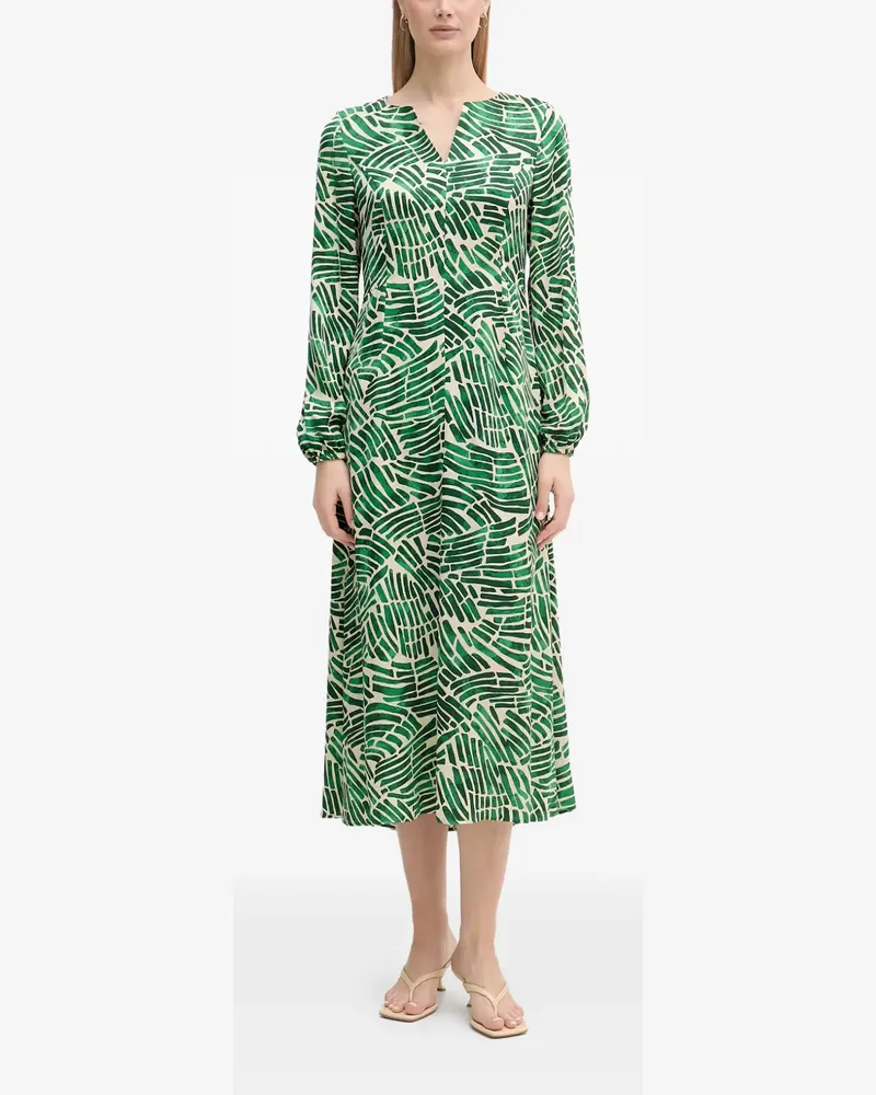 MARC AUREL abstract-print long-sleeve midi dress - Grün Grün