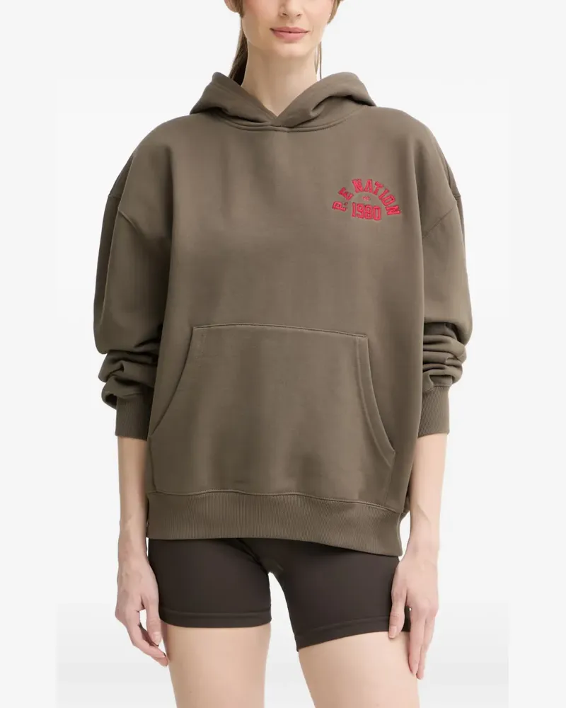 P.E. NATION logo-embroidered hoodie - Braun Braun