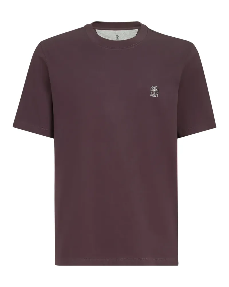 Brunello Cucinelli T-Shirt mit Logo aus Baumwolljersey - Violett Violett