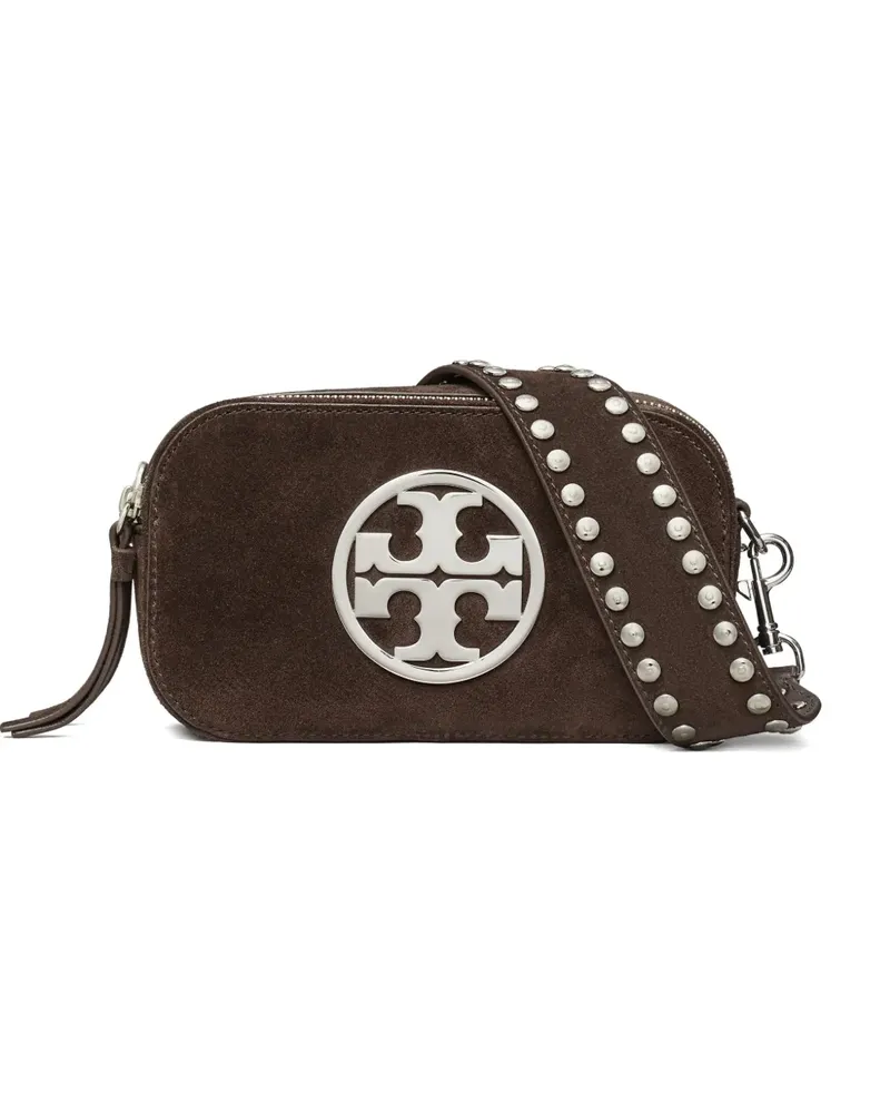Tory Burch mini Miller logo-studded suede crossbody bag - Braun Braun