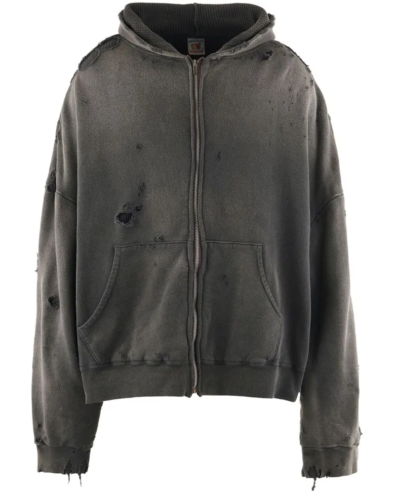 SAINT MXXXXXX Hoodie im Distressed-Look - Schwarz Schwarz