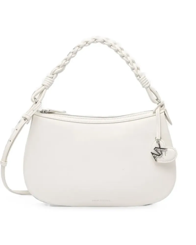 Armani Exchange braided-handle logo-charm shoulder bag - Weiß Weiß