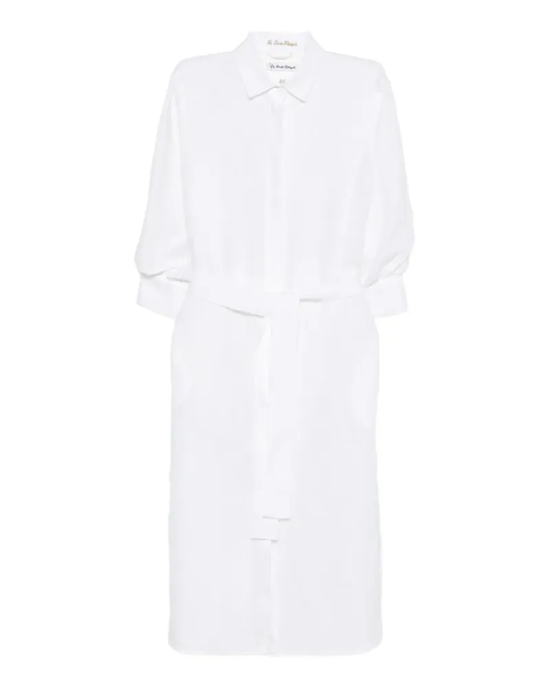 LE3 Sarte Pettegole Hemdkleid mit Bindegürtel - Weiß Weiß