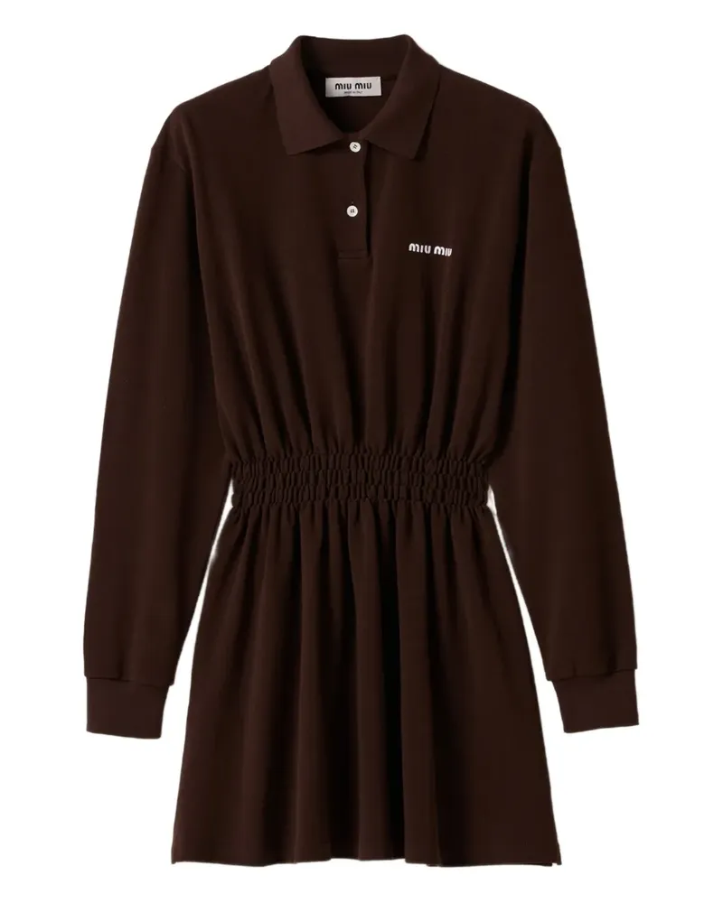 Miu Miu Kleid mit Logo-Stickerei - Braun Braun