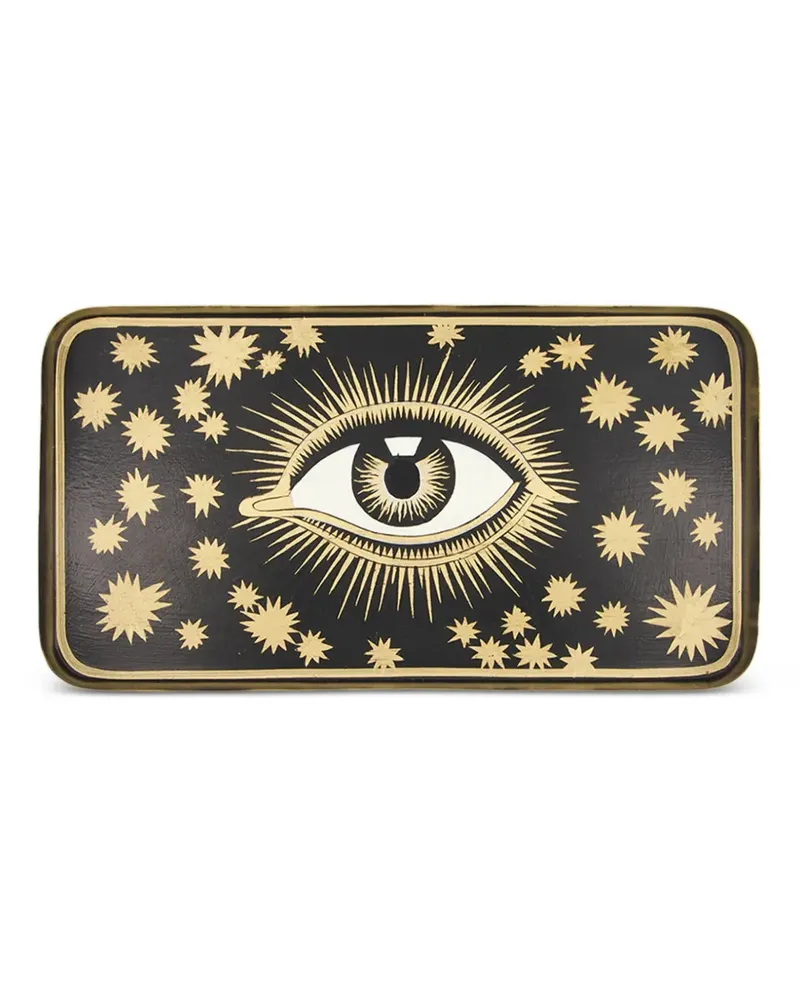 Les-Ottomans Eckiges Black Eye Tablett - Schwarz Schwarz