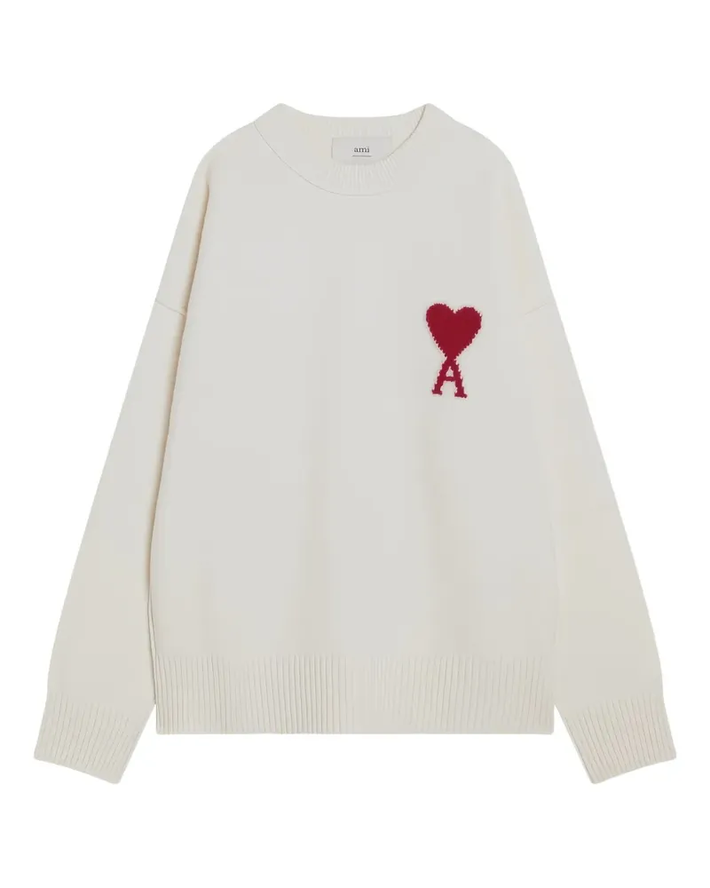 AMI Paris Langärmeliger Pullover mit Herz - Nude Nude