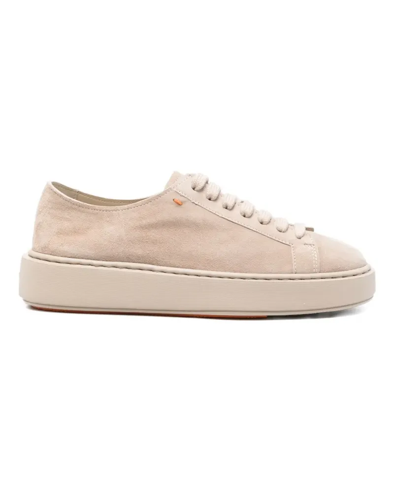 Santoni lace-fatening suede sneakers - Nude Nude