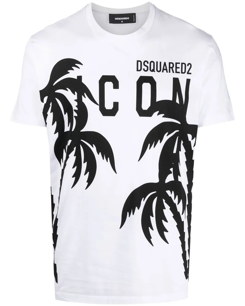 Dsquared2 T-Shirt mit Palmen-Print - Weiß Weiß