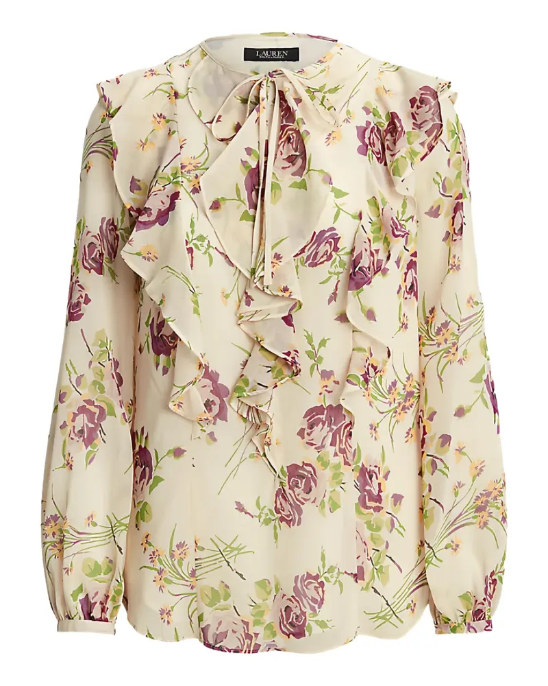 Ralph Lauren Gerüschte Bluse mit Blumen-Print - Weiß Weiß