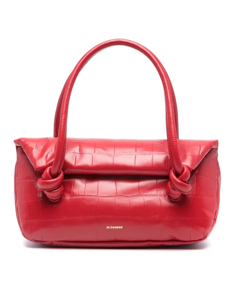 Jil Sander Kleine Schultertasche mit Kroko-Effekt - Rot Rot
