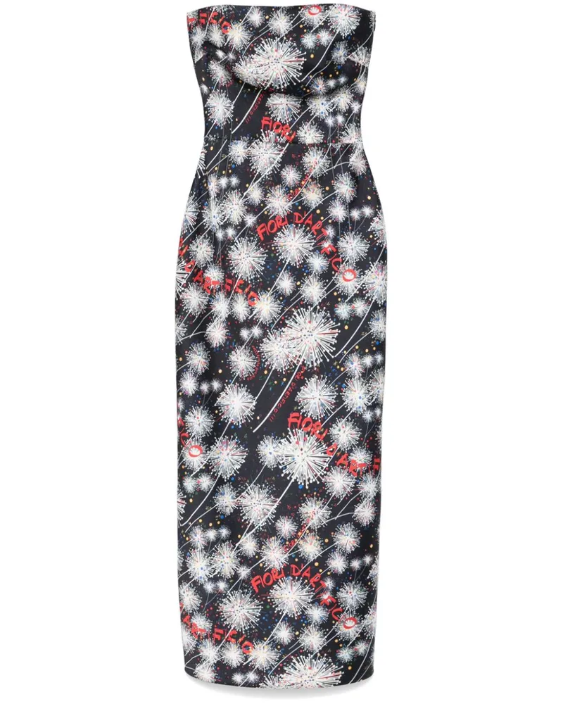 Alessandro Enriquez Midikleid mit Feuerwerks-Print - Schwarz Schwarz