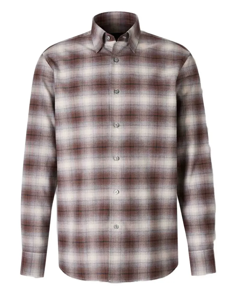 Brioni check-pattern cotton shirt - Braun Braun