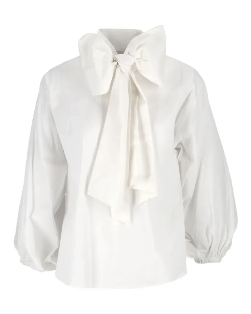 SHIRTAPORTER Popeline-Bluse mit Schleifendetail - Weiß Weiß