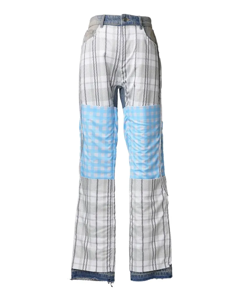 Reward If Found apron-pocket check straight-leg jeans - Weiß Weiß