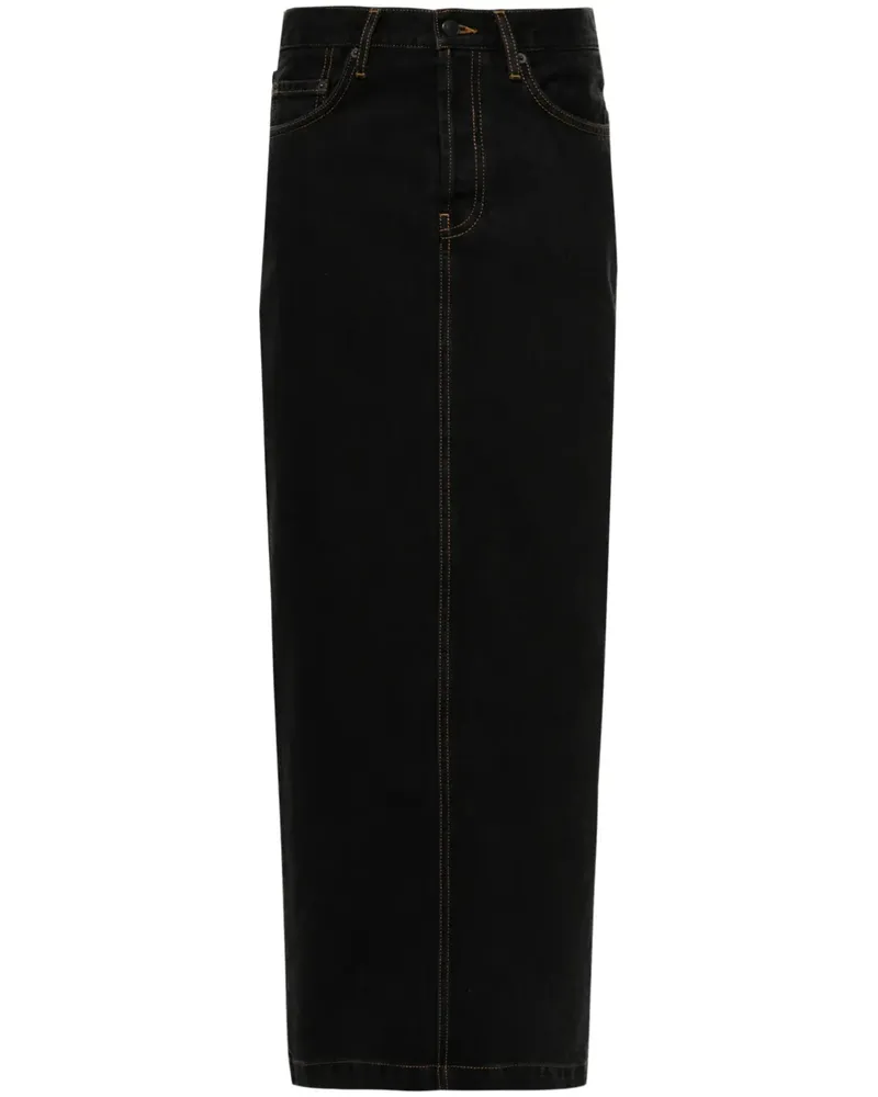 WARDROBE.NYC Gerader Jeans-Maxirock - Schwarz Schwarz