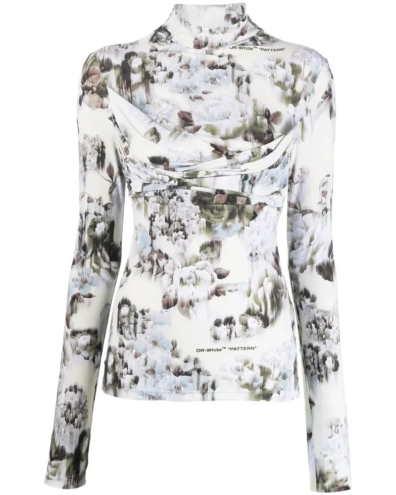 OFF-WHITE Langarmshirt mit Print - Grau Grau