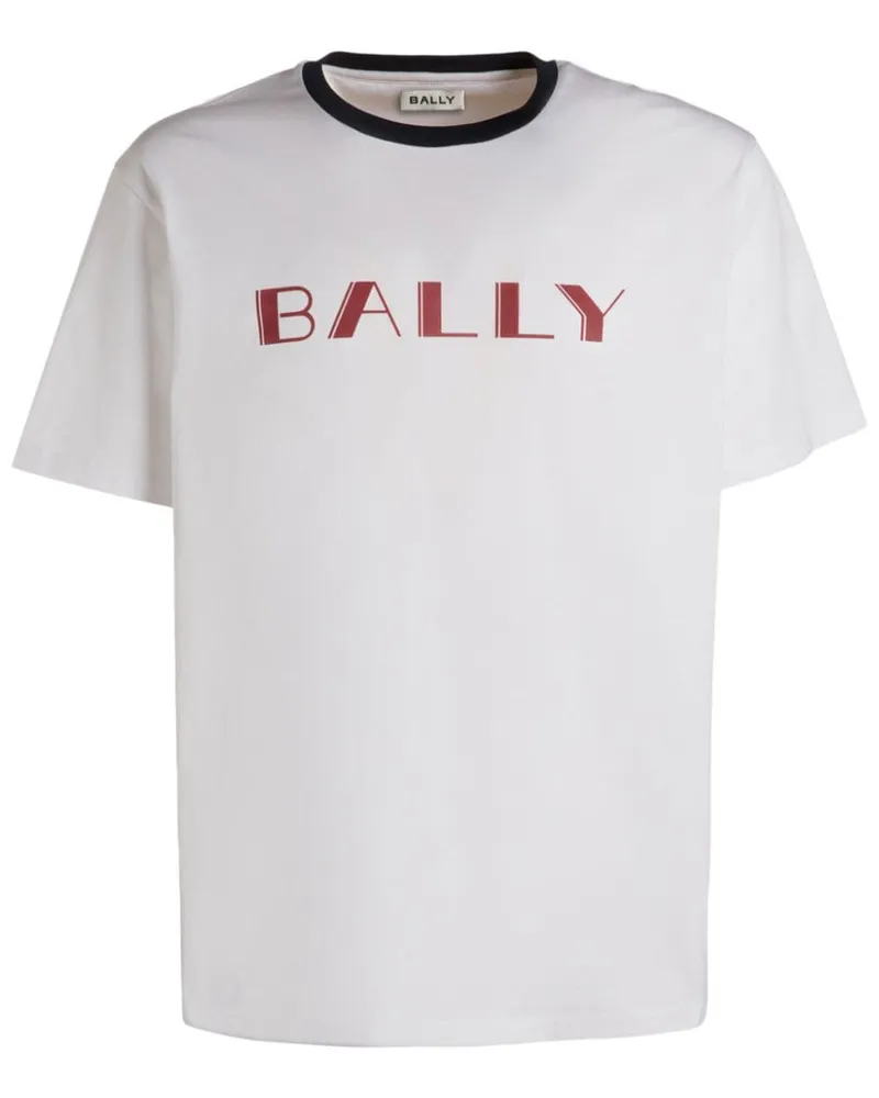 Bally T-Shirt aus Bio-Baumwolle mit Logo-Print Weiß