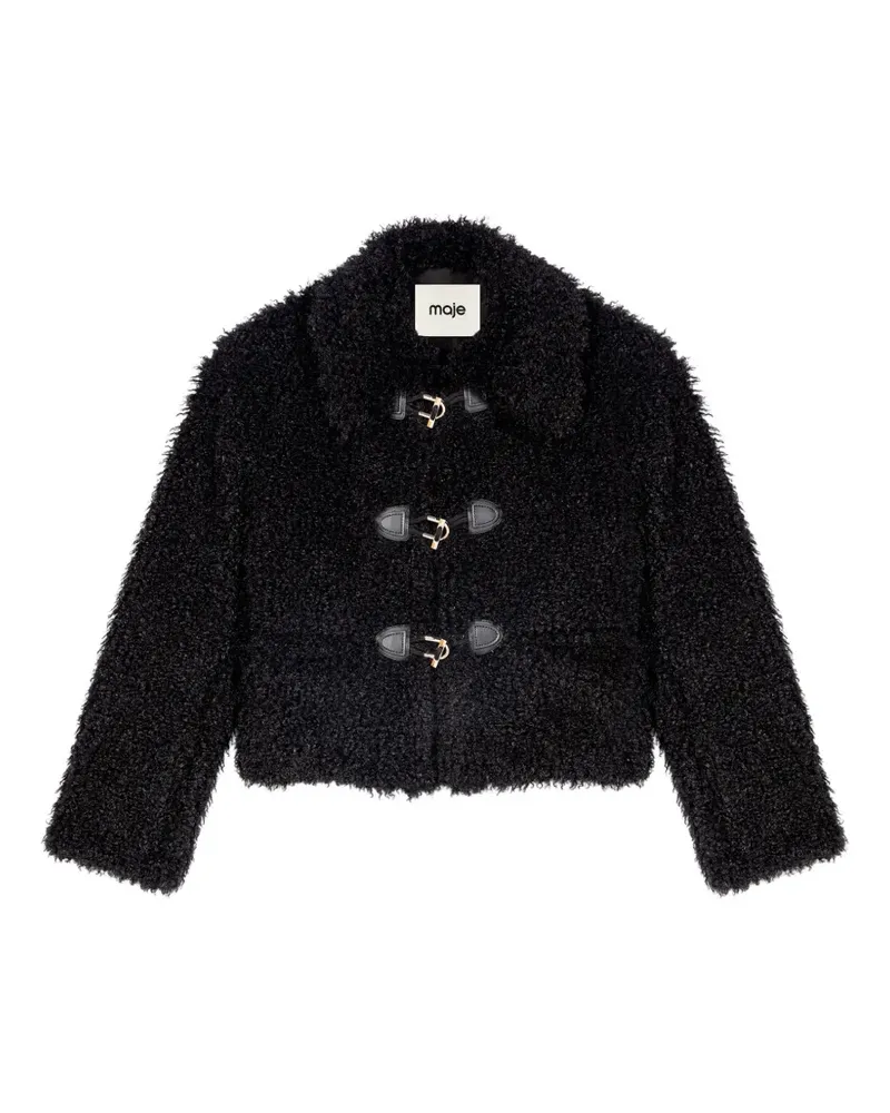 Maje curly faux fur jacket - Schwarz Schwarz