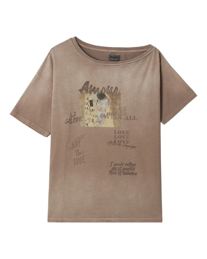 Musium Div. print boat neck T-shirt - Nude Nude