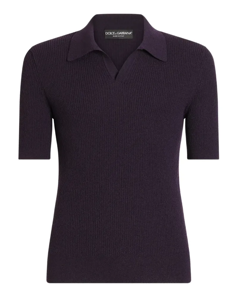 Dolce & Gabbana Poloshirt aus geripptem Strick - Blau Blau